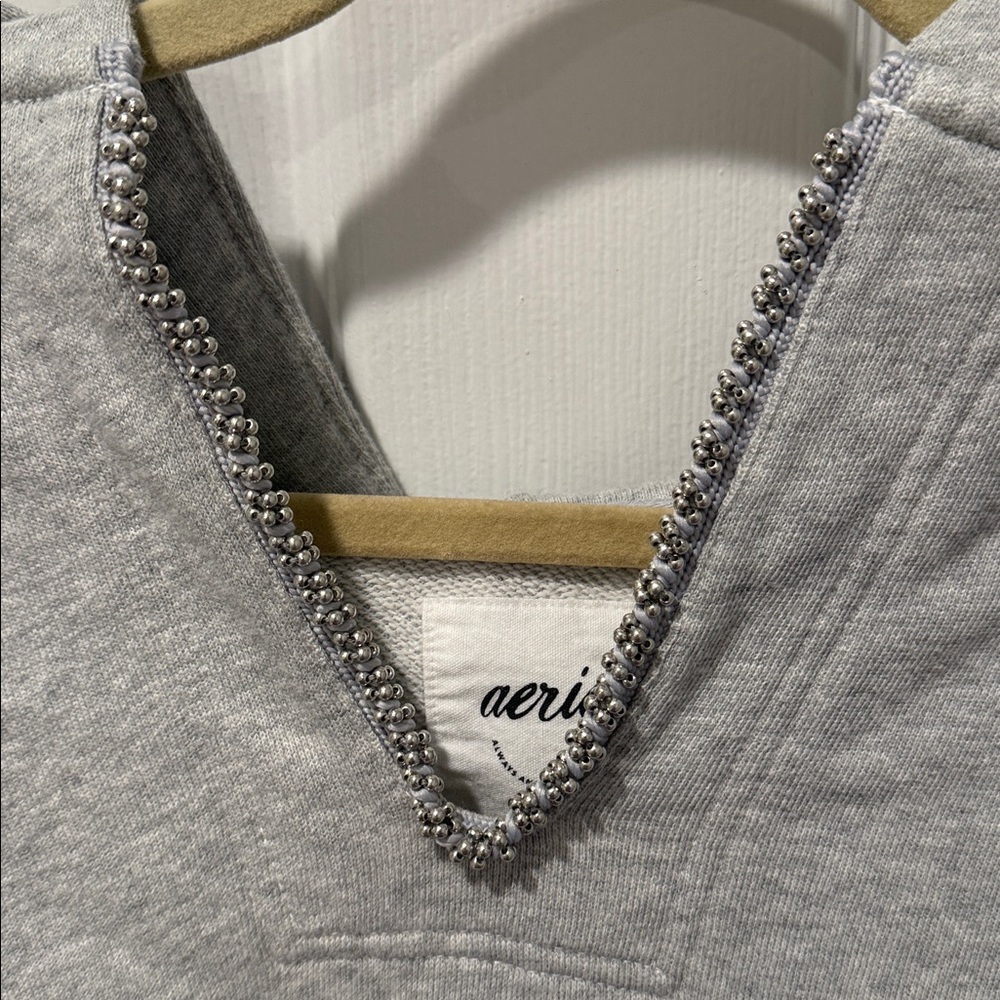 Aerie Light Gray Women's Hoodie - Picture 3 of 6